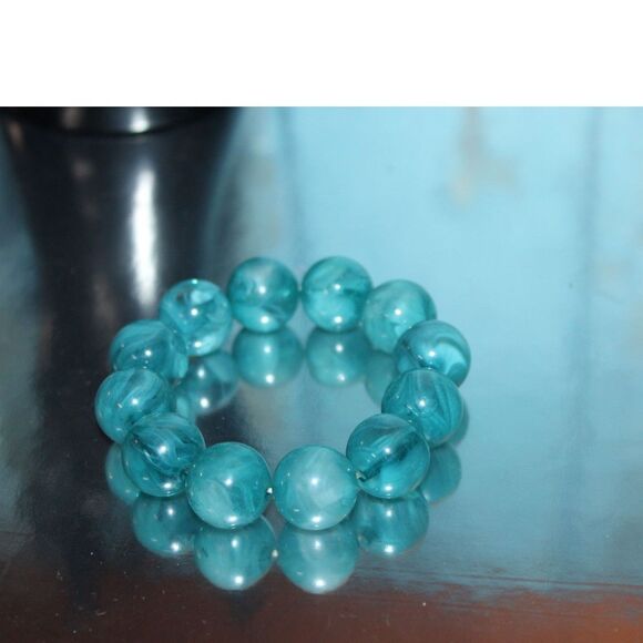 SET OF FUN IN BLUE AND SEAFOAM GREENS   3 STRETCH BRACELETS - Picture 2 of 4